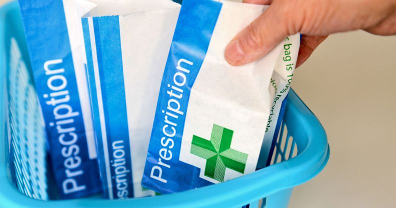 A box of prescription packets.