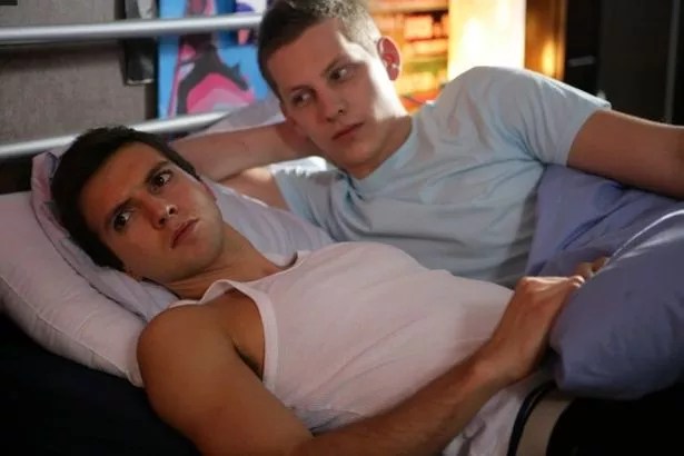 James Sutton and Guy Burnet in Hollyoaks.