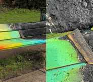 LGBTQ+ Pride bench burnt in arson attack.