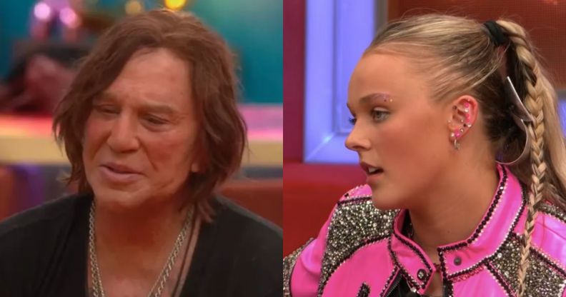 Mickey Rourke and Jojo Siwa in stills from ITV1's Celebrity Big Brother