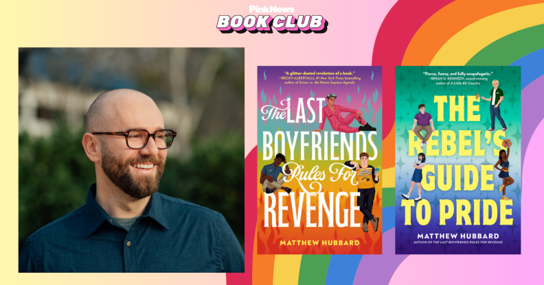 A headshot of Matthew Hubbard along side his two books.