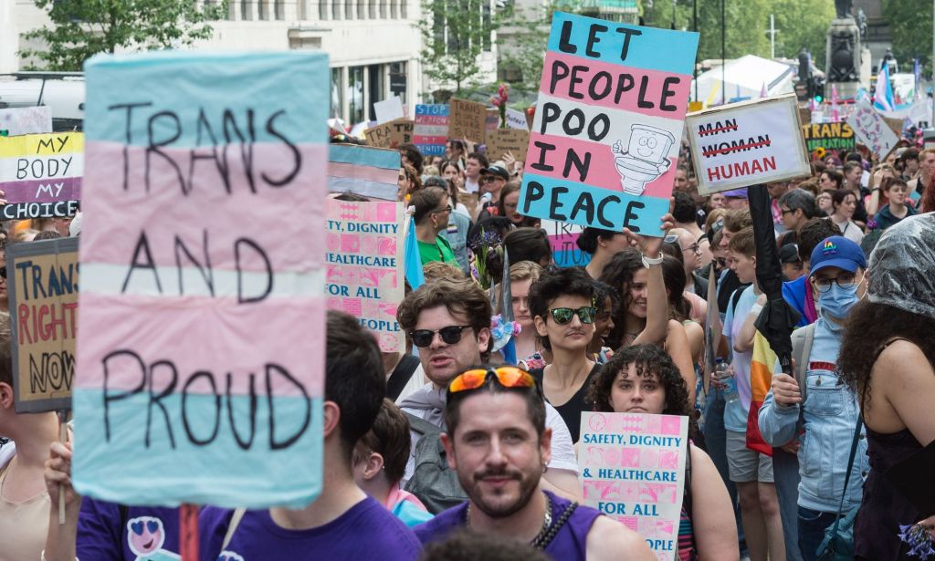 Protestors during an LGBTQ+ protest.