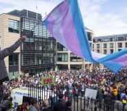 Trans rights protestors in Edinburgh. (Supplied/RTiE)