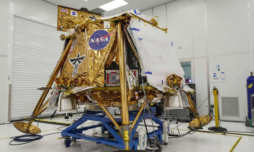 A Moon lander at Firefly Aerospace HQ.