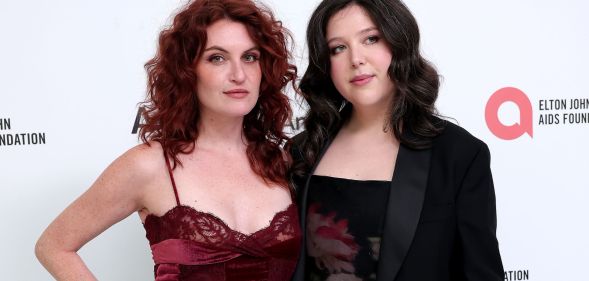 Katie Gavin and Lucy Dacus attend the Elton John AIDS Foundation's 33rd Annual Academy Awards Viewing Party on March 02, 2025 in West Hollywood, California