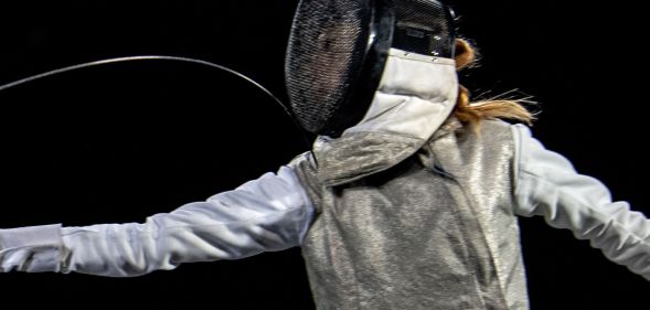 A fencer during a match.