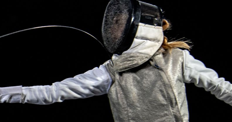 A fencer during a match.