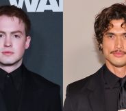 Kit Connor and Charles Melton at the Warfare premiere.