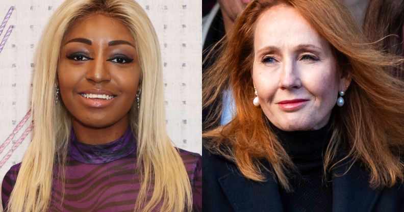 A split image of Yasmin Benoit and JK Rowling.