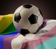 Pride, Trans flag with football.
