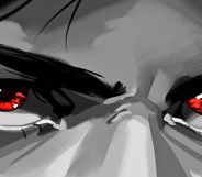 An illustration of glowing red eyes.