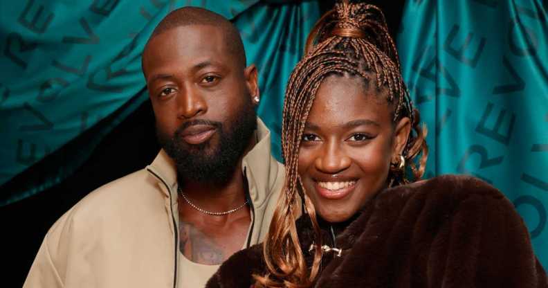 Dwyane Wade and Zaya Wade attend Revolve's Holiday Shop Grand Opening at The Grove on November 14, 2024 in Los Angeles, California.