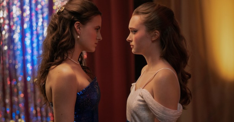 Fina Strazza and India Fowler in Fear Street: Prom Queen.