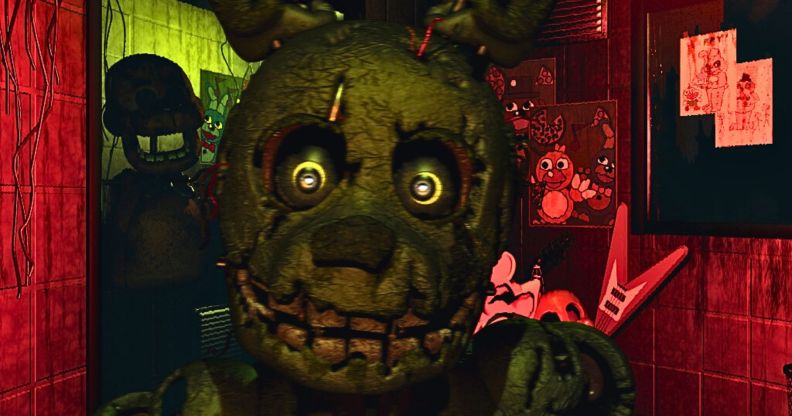 A screenshot of a jumpscare in Five Nights at Freddy's 3