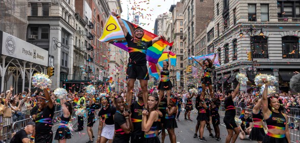 New Yorkers celebrate during the annual Pride March in New York City.