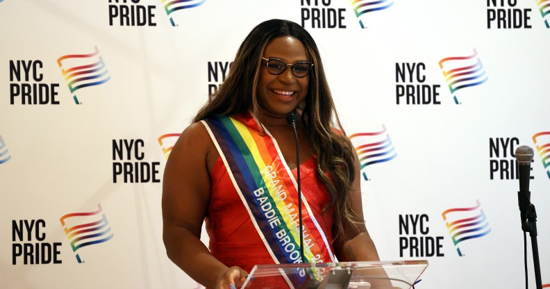 Grand Marshal Baddie Brooks attends the press conference for the 2024 NYC Pride March on June 30, 2024 in New York City.