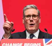 LIVERPOOL, ENGLAND - SEPTEMBER 24: Prime Minister Keir Starmer gestures as he delivers his keynote speech during the Labour Party conference at ACC Liverpool on September 24, 2024 in Liverpool, England. This is Labour's first conference since voters returned them as the governing party of The UK and Northern Ireland in the July election. The result ended 14 years of Conservative rule with a landslide majority of 172 seats. (Photo by Leon Neal/Getty Images)