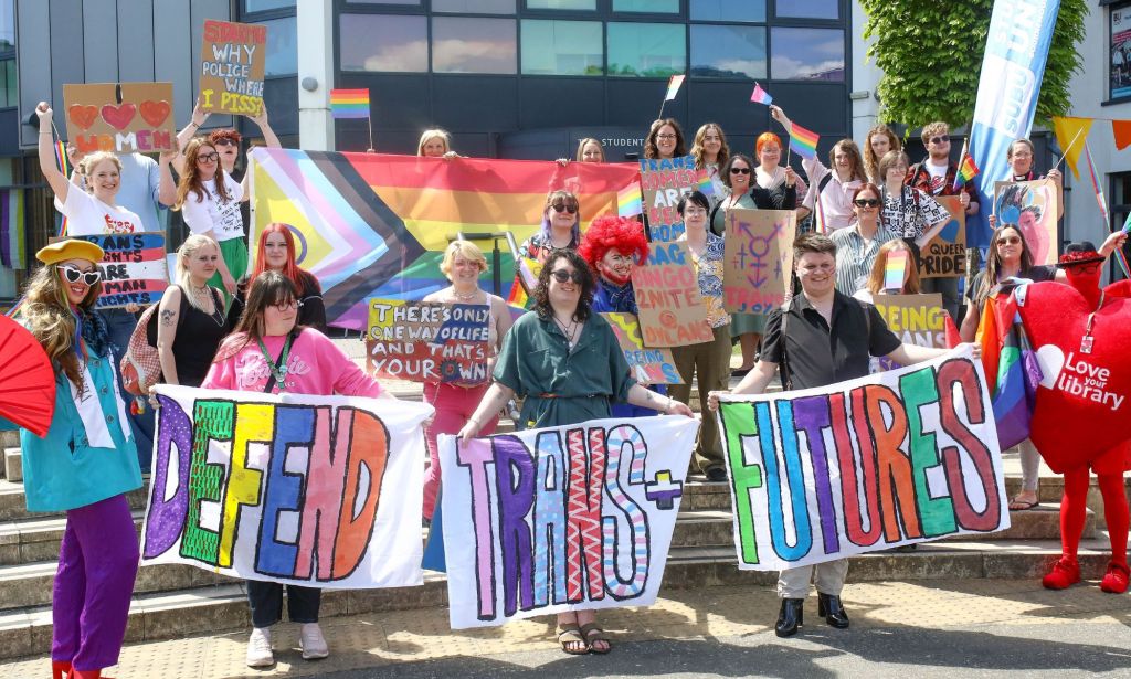 SUBU faculty in Pride-themed outfits.