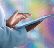 A person on a tablet.