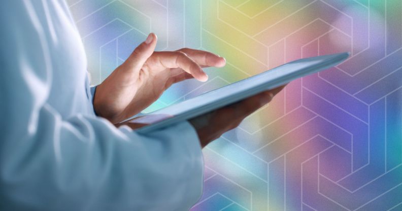 A person on a tablet.