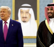 RIYADH, SAUDI ARABIA - MAY 13: U.S. President Donald Trump and Saudi Crown Prince Mohammed bin Salman interact with officials during a “coffee ceremony” at the Saudi Royal Court on May 13, 2025, in Riyadh, Saudi Arabia. Trump begins a multi-nation tour of the Gulf region focused on expanding economic ties and reinforcing security cooperation with key U.S. allies. (Photo by Win McNamee/Getty Images)