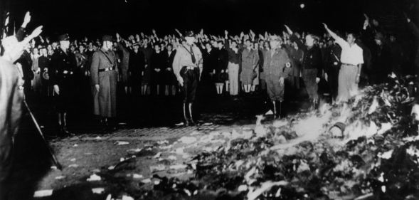 The Nazi book burning of the Institut für Sexualwissenschaft in 1933.