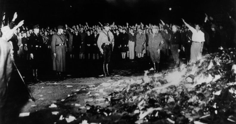 The Nazi book burning of the Institut für Sexualwissenschaft in 1933.