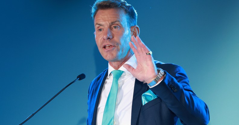 PADDOCK WOOD, ENGLAND - MAY 02: David Bull addresses Reform UK supporters and the media as the party celebrates historic local election victories on May 02, 2025 in Paddock Wood, England. The Reform Party won the Runcorn by-election by a slim margin of six votes, taking the safe seat from Labour. They are picking up council seats across England from the Conservatives and Labour, and have installed a new Mayor in Greater Lincolnshire in last night's local elections. (Photo by Lia Toby/Getty Images)