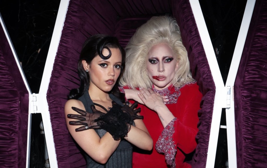 Jenna Ortega and Lady Gaga in a vampire coffin