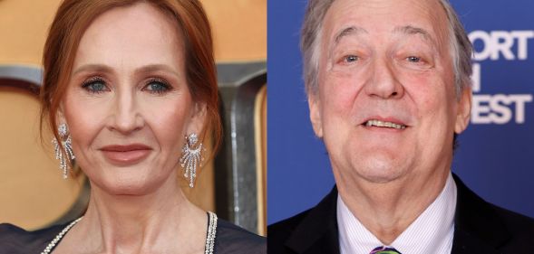 A split image of JK Rowling (left) and Stephen Fry (right)