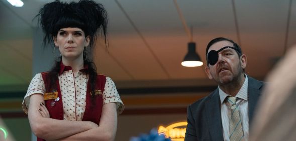 Jordan Gray and Nick Frost in ITV comedy show Transaction