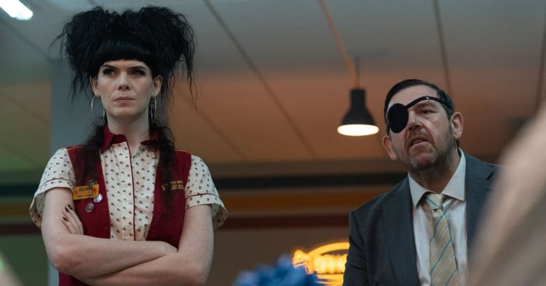 Jordan Gray and Nick Frost in ITV comedy show Transaction