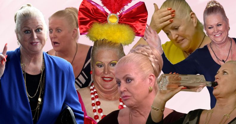 A collage featuring TV moments of Kim Woodburn.