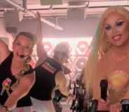 Therapy Ryde's Pride cycle saw drag queen Amber Valentine spinning in full sparkle.