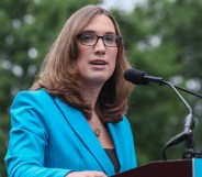 WASHINGTON, DC - MAY 21: U.S. Rep Sarah McBride speaks during a rally opposing House Republicans Tax Proposal prior to the final House Vote on Capitol Hill on May 21, 2025 in Washington, DC. (Photo by Jemal Countess/Getty Images for Families Over Billionaires)