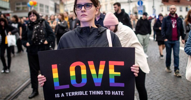 Protestors in Slovakia.