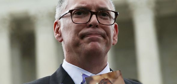 Jim Obergefell, who fought to enshrine same-sex marriage through Obergefell v Hodges, pictured in 2015 following a ruling on the case.