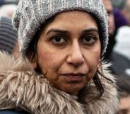 Suella Braverman, pictured looking directly towards the viewer.