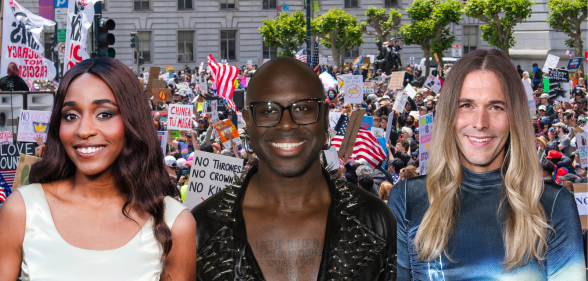 Split photo of Ayo Edebiri, Bob the Drag Queen and Jonathan Van Ness.