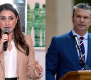 Split photo of Pete Hegseth and Congresswoman Sara Jacobs.