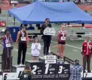 Verónica Garcia was booed as she took to the first-place podium.