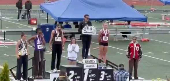 Verónica Garcia was booed as she took to the first-place podium.