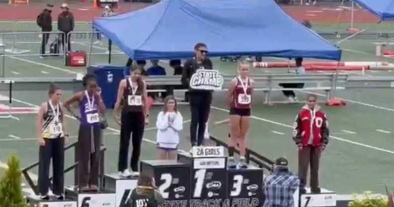 Verónica Garcia was booed as she took to the first-place podium.