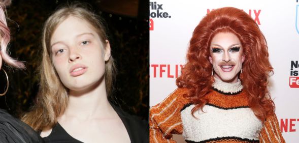 On the left, Vivian Jenna Wilson at the All Stars 10 premiere in New York City. On the right, Pattie Gonia in 2024.