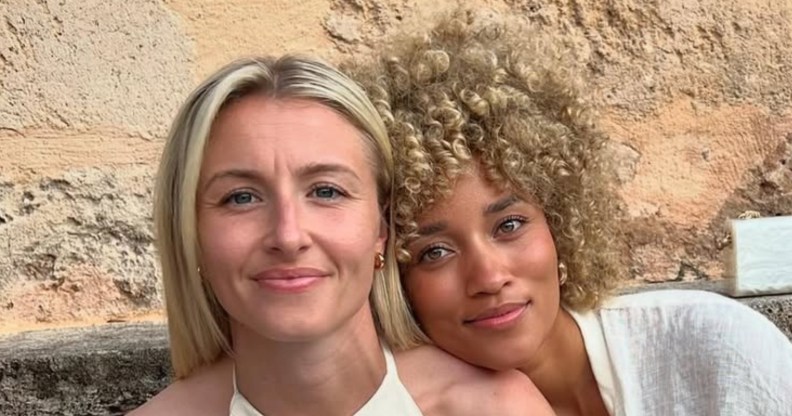 Leah Williamson and Elle Smith smiling together on holiday