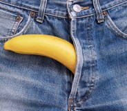 Banana sticking out of men's jeans