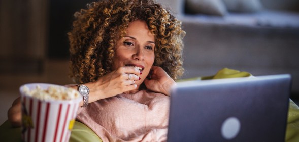 woman watching computer