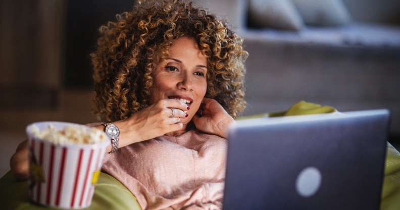woman watching computer