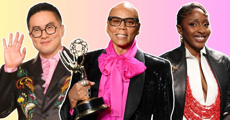 Bowen Yang, RuPaul, and Ayo Edebiri have all made Emmys history. (Getty/Canva)