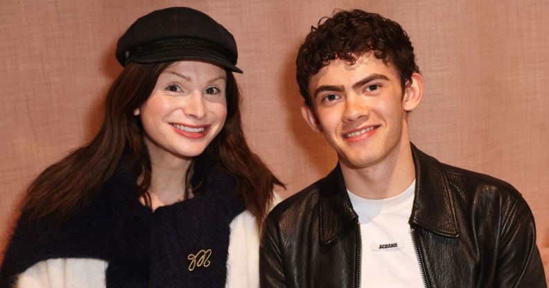 Dylan Mulvaney and Joe Locke attend the MR PORTER London Debut, a star-studded steakhouse opening at 22 Park Lane, on April 25, 2025 in London, England.